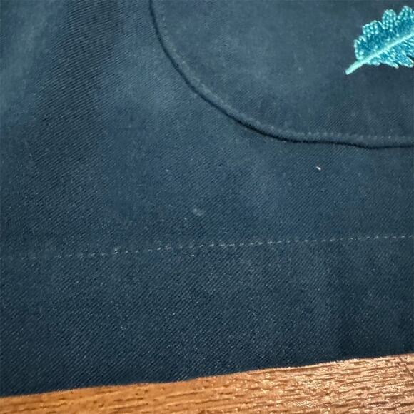Vintage Teal Jacket XL Blue Feather Embroidery Button-Up Casual Faux Suede READ - Picture 4 of 14